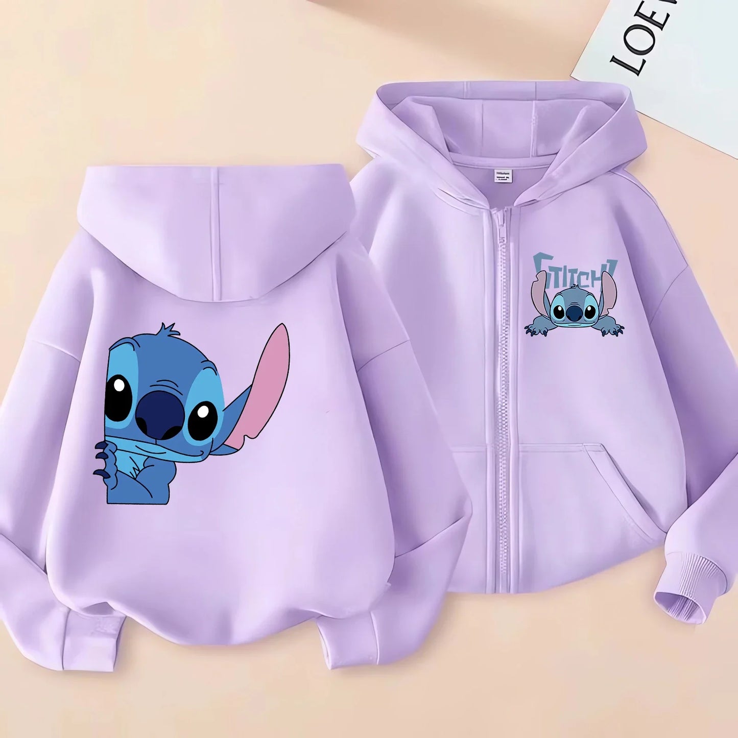 Sweat à Capuche Zippé Enfant Stitch Disney - Veste Hoodie Lilo & Stitch Casual Garçon Fille