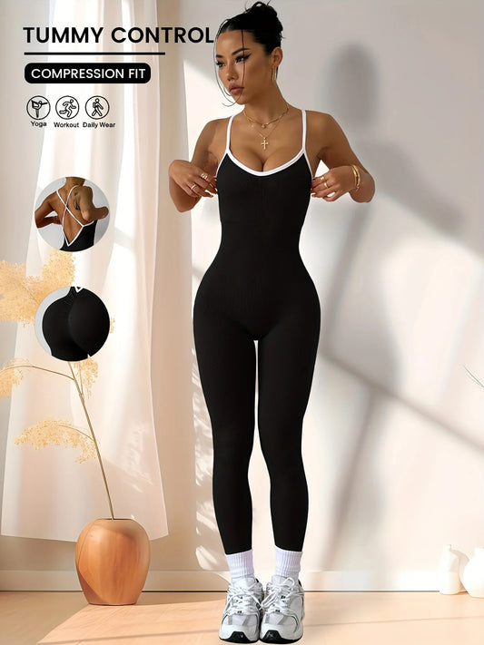 Combinaison Sport Femme Rose - Body Fitness Yoga Running Une Pièce