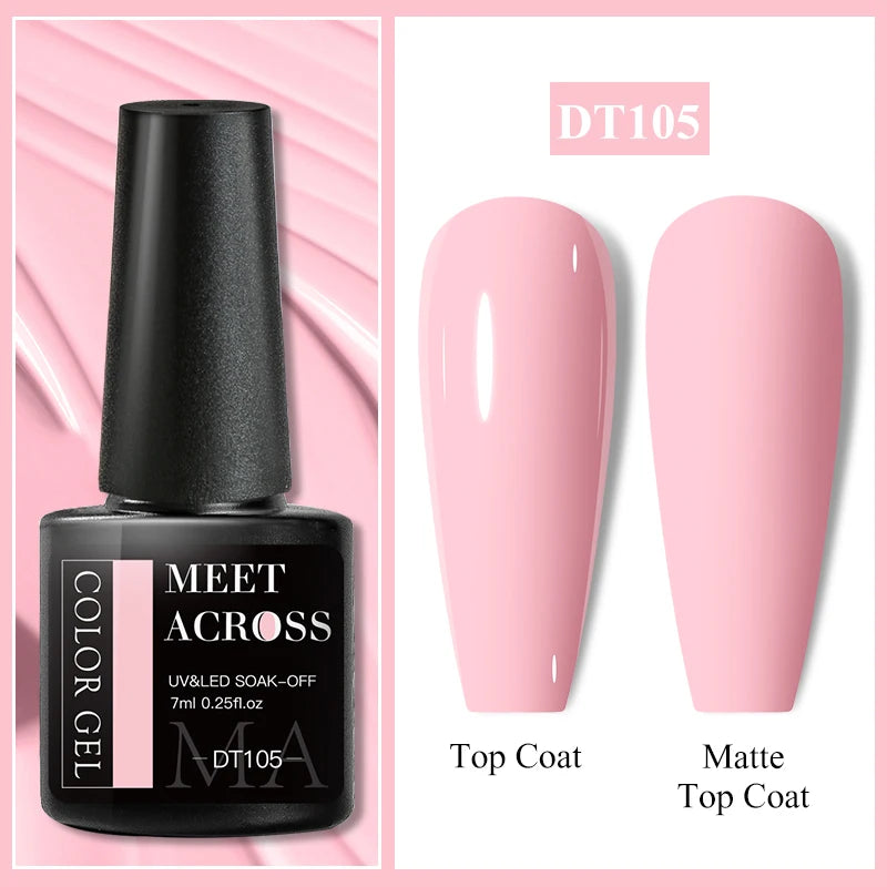 Vernis Gel Base Caoutchouc MEET ACROSS 7ml - Thermochrome Paillettes Gradient UV Manucure Longue Tenue