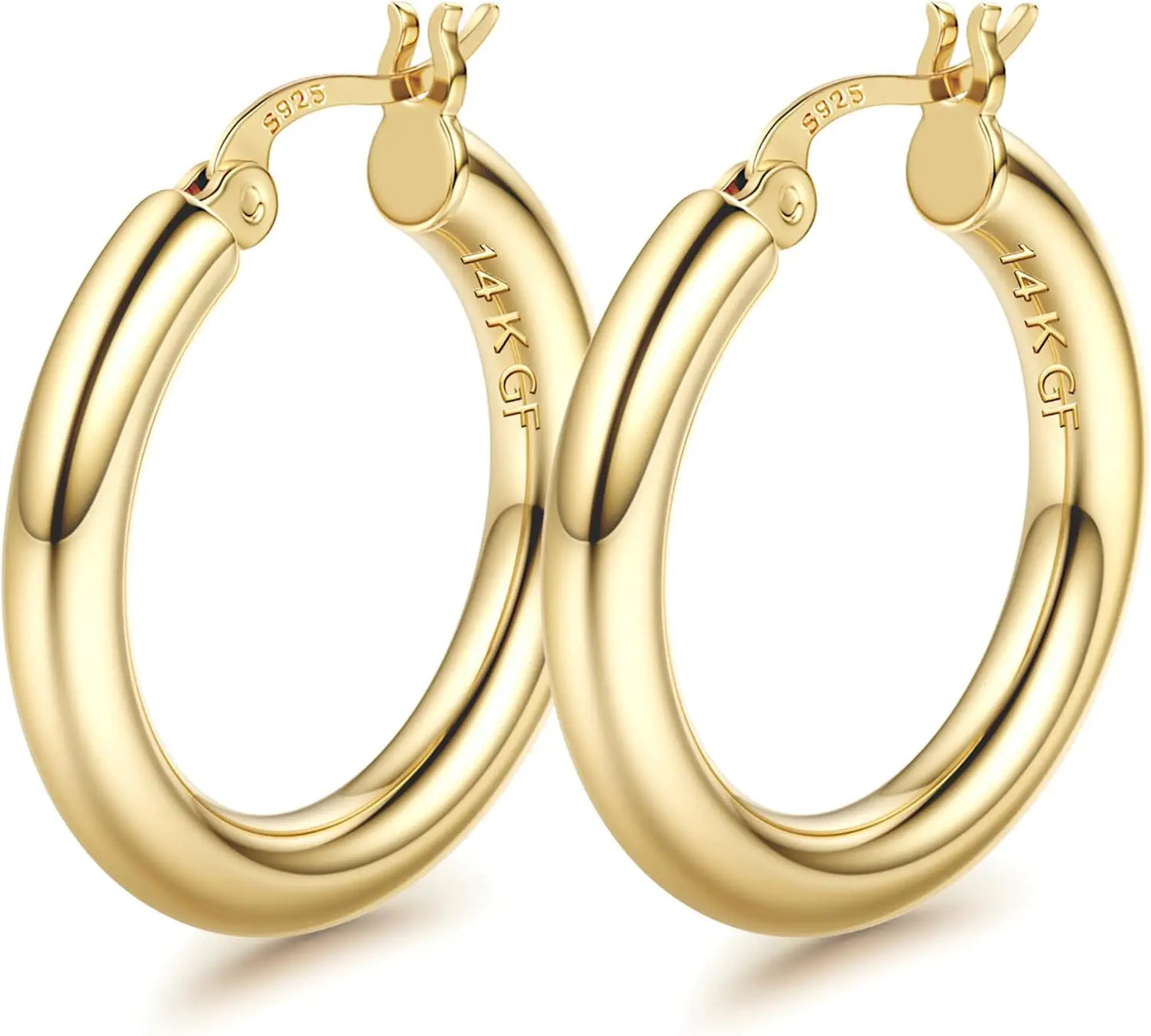 Boucles d'Oreilles Créoles Plaqué Or 14K Femme - Grandes Créoles Hypoallergéniques