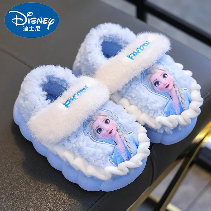 Pantoufles Disney Frozen Elsa Fille - Chaussons d'Hiver Maison | Chaussures Intérieur Antidérapantes Chaudes