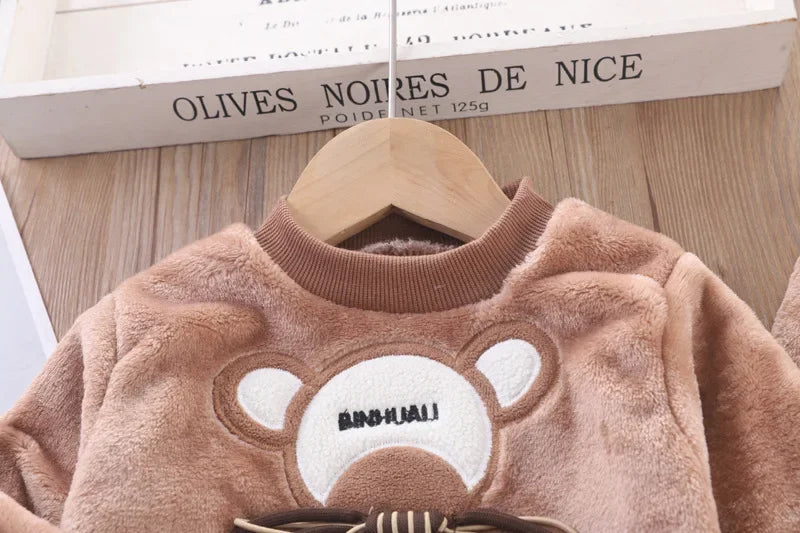 Ensemble Pyjama 2 Pièces Enfant - Flanelle Épaisse Motif Lapin Cartoon