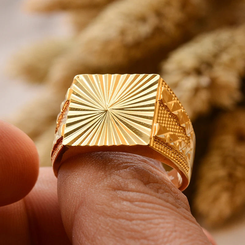 Bague Homme Couleur Or - Style Dubai Moyen-Orient