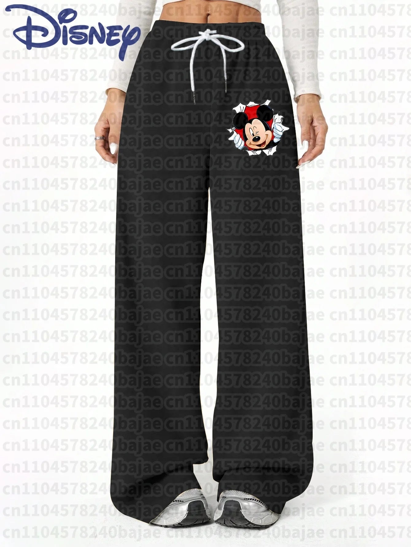 Pantalon Jogging Disney Mickey Femme - Sweatpants Casual Automne Hiver Taille Élastique Oversize