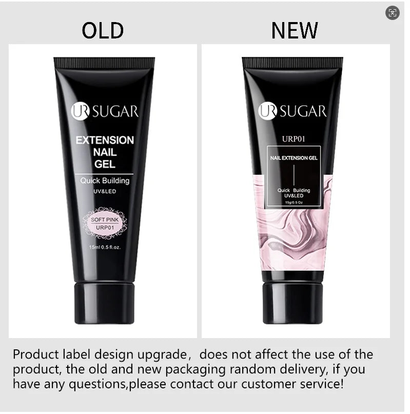 Gel Extension Ongles UR SUGAR 15ml - Soak Off UV LED Acrylique Cristal Blanc Transparent Nude Vernis Gel UV Construction