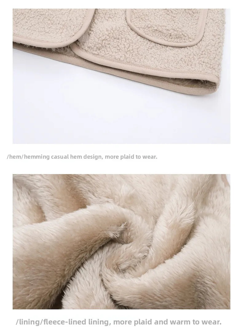 Gilet Enfant Laine d'Agneau Automne Hiver - Sans Manches Chaud Double Couche Garçon Fille