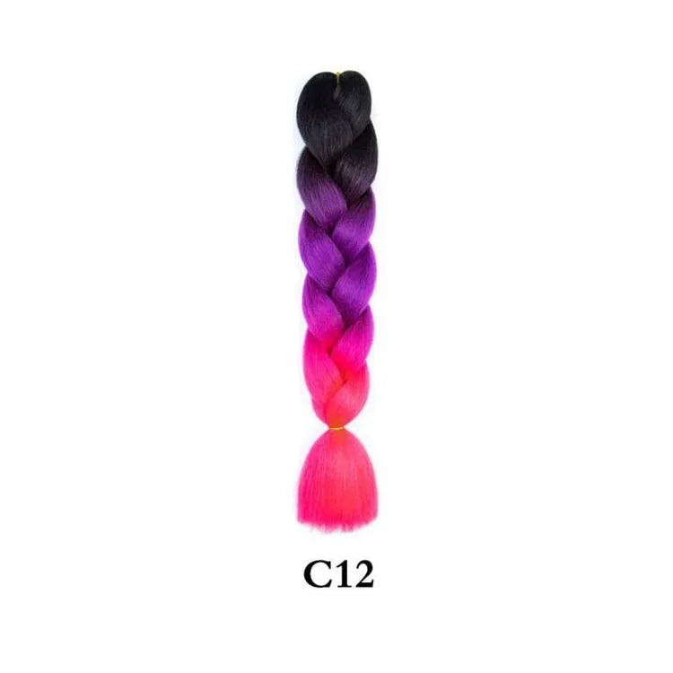 Extension Tresses Ombré 24 Pouces Pré-Étirées - Mèches Box Braids Colorées Synthétiques Crochet Violet/Bleu Lac/Violet Clair
