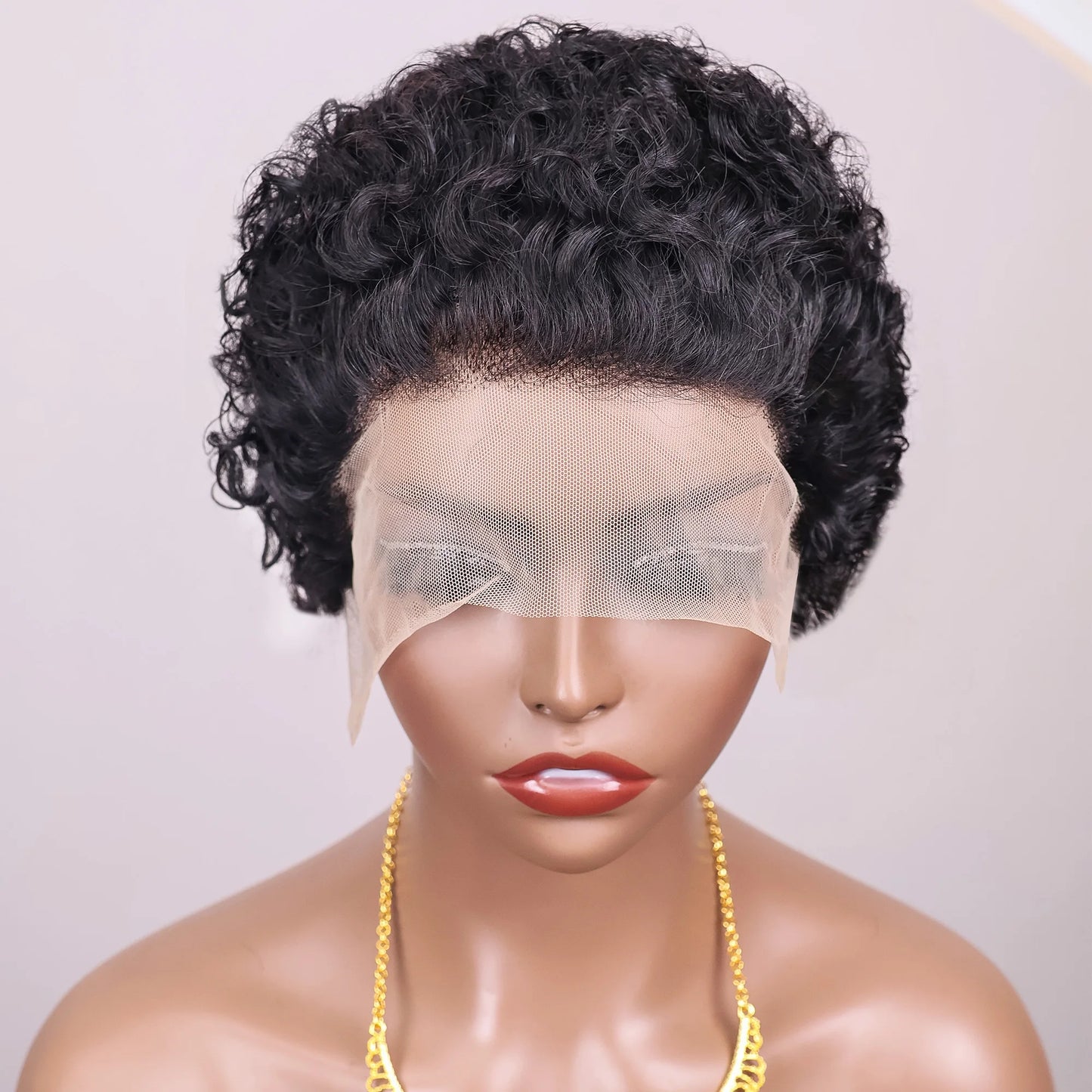 Perruque Cheveux Humains Pixie Cut Courte Bouclée - Lace Front 13x1 Brésilienne Water Wave Bob