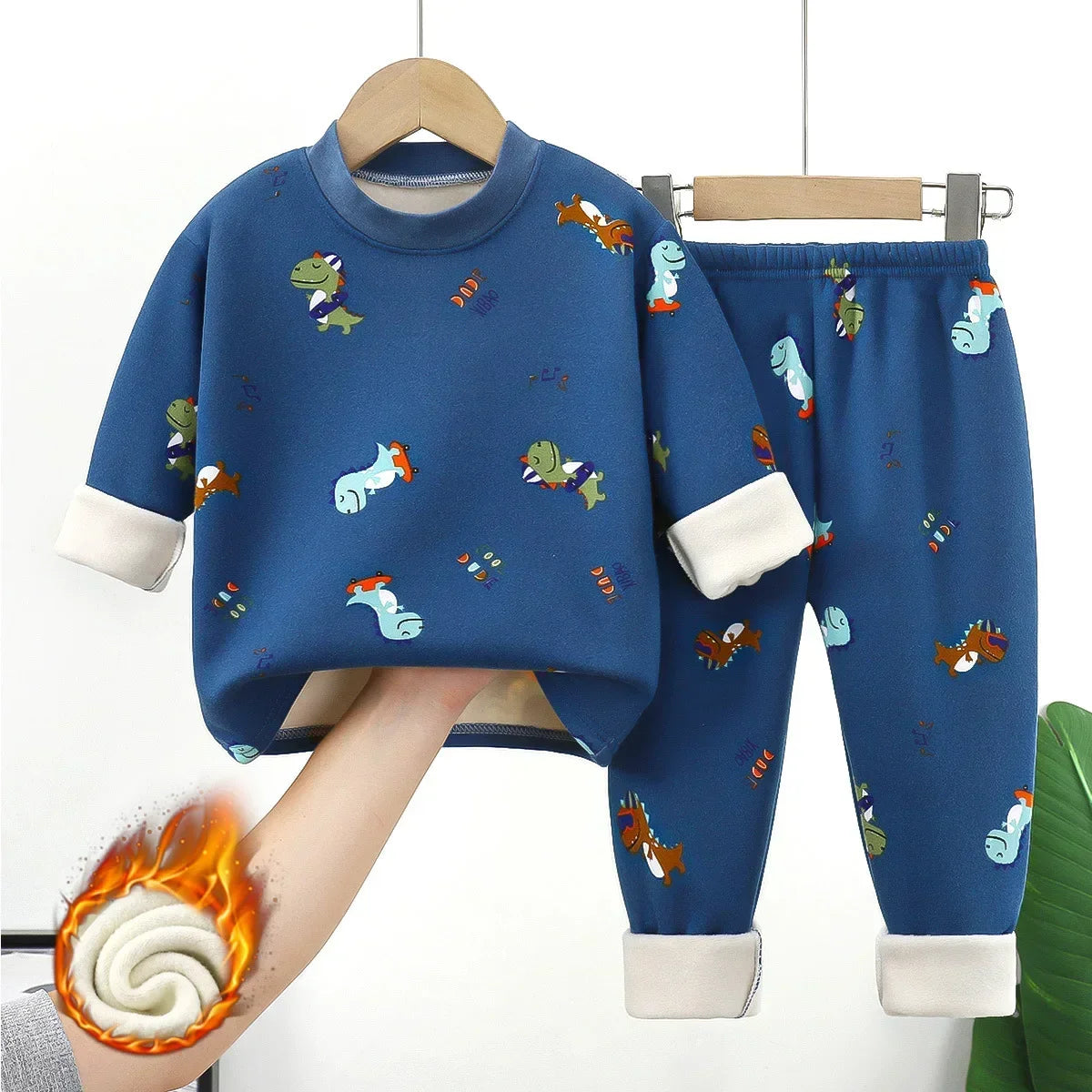 Pyjama Enfant Cartoon Automne Hiver - Ensemble 2 Pièces Épais & Chaud Col Rond