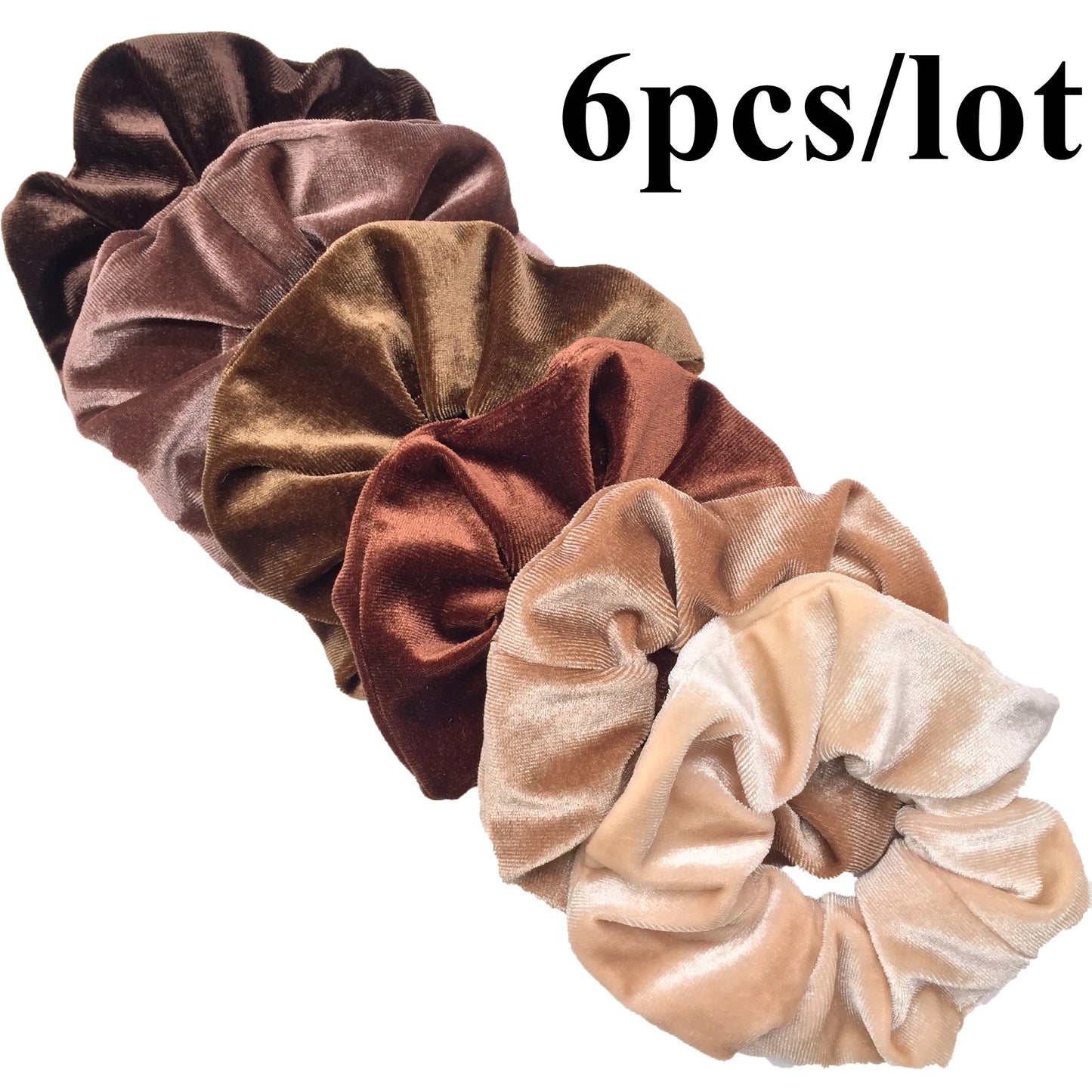 Lot 10/6/1pc Chouchous Cheveux Velours Femme - Élastiques Bandeau Couleur Unie Noir Accessoires Cheveux Doux