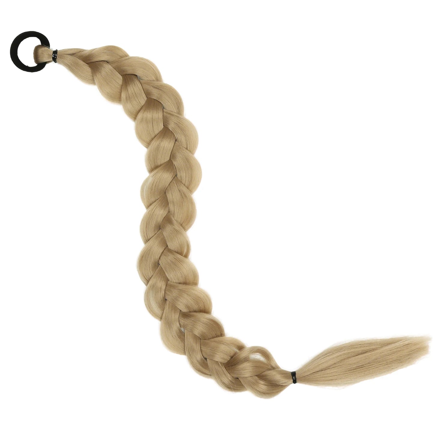 Extension Queue de Cheval Tressée Synthétique 24 Pouces - Tresses Longues Tissées Main avec Élastique Blonde Brune Noire