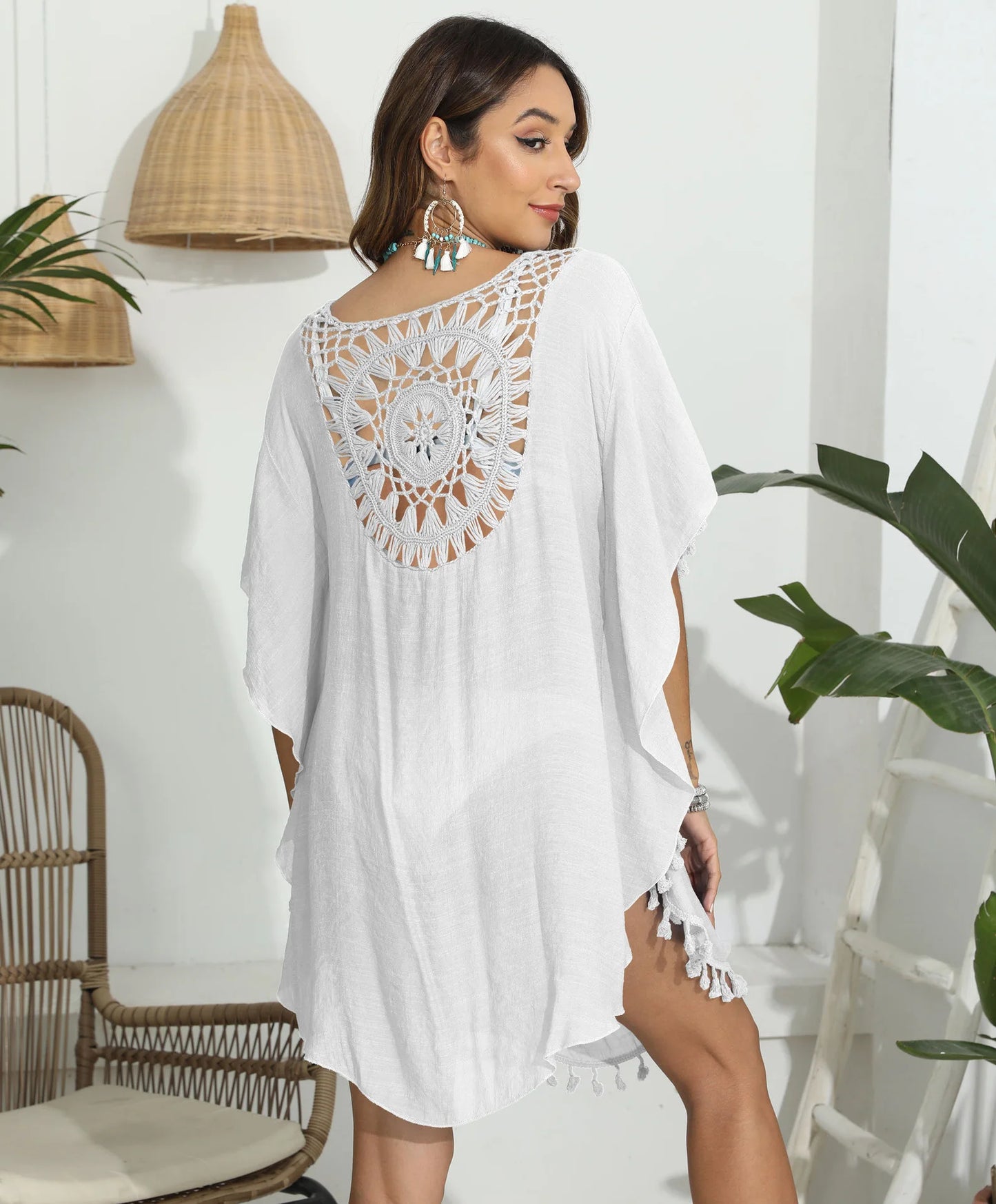 Robe de Plage Crochet Femme - Bikini Cover Up Monochrome Sexy