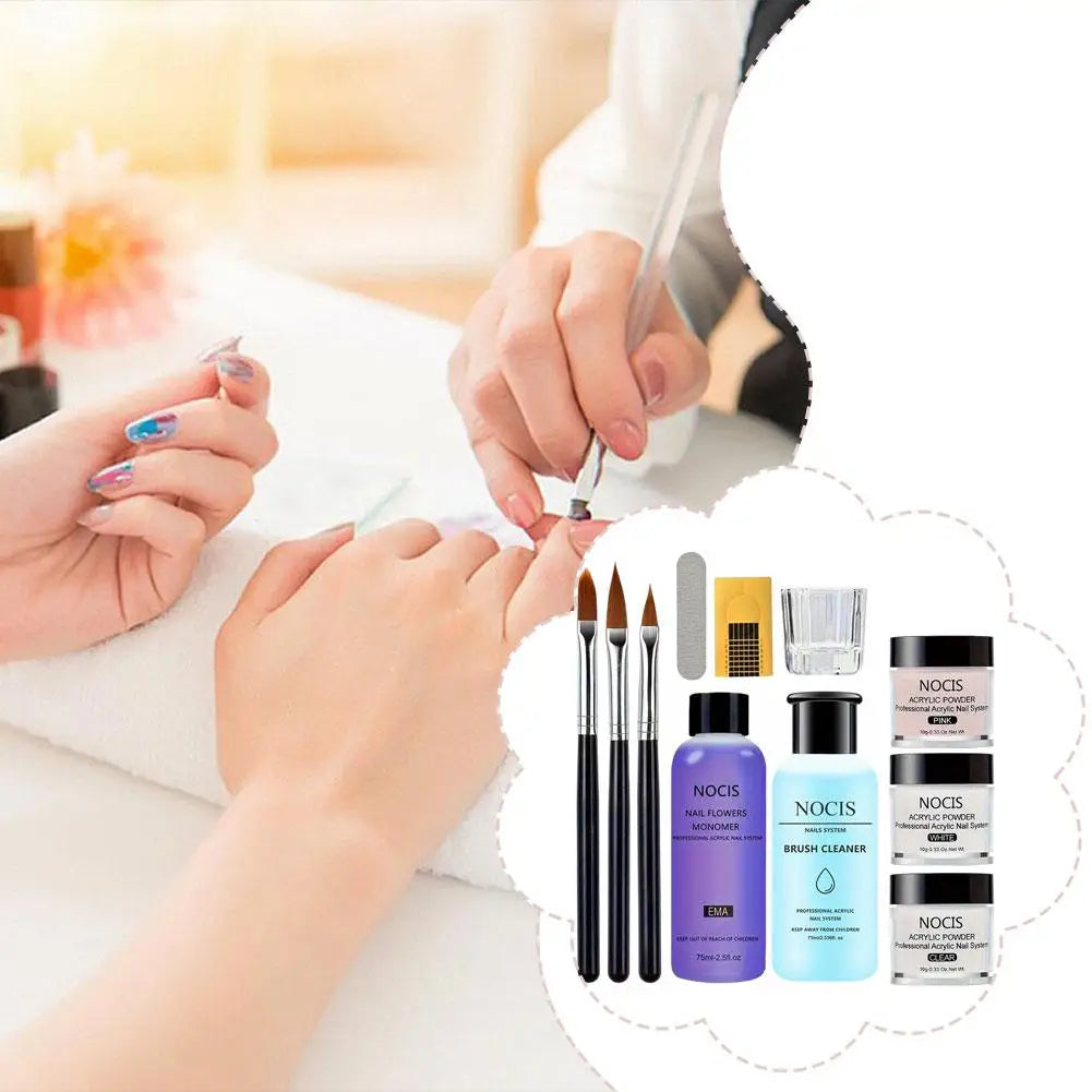 Set Poudre Acrylique EMA Professionnel - Kit Extension Manucure Fournitures Poudre Acrylique Qualité Salon Soin Beauté Ongles