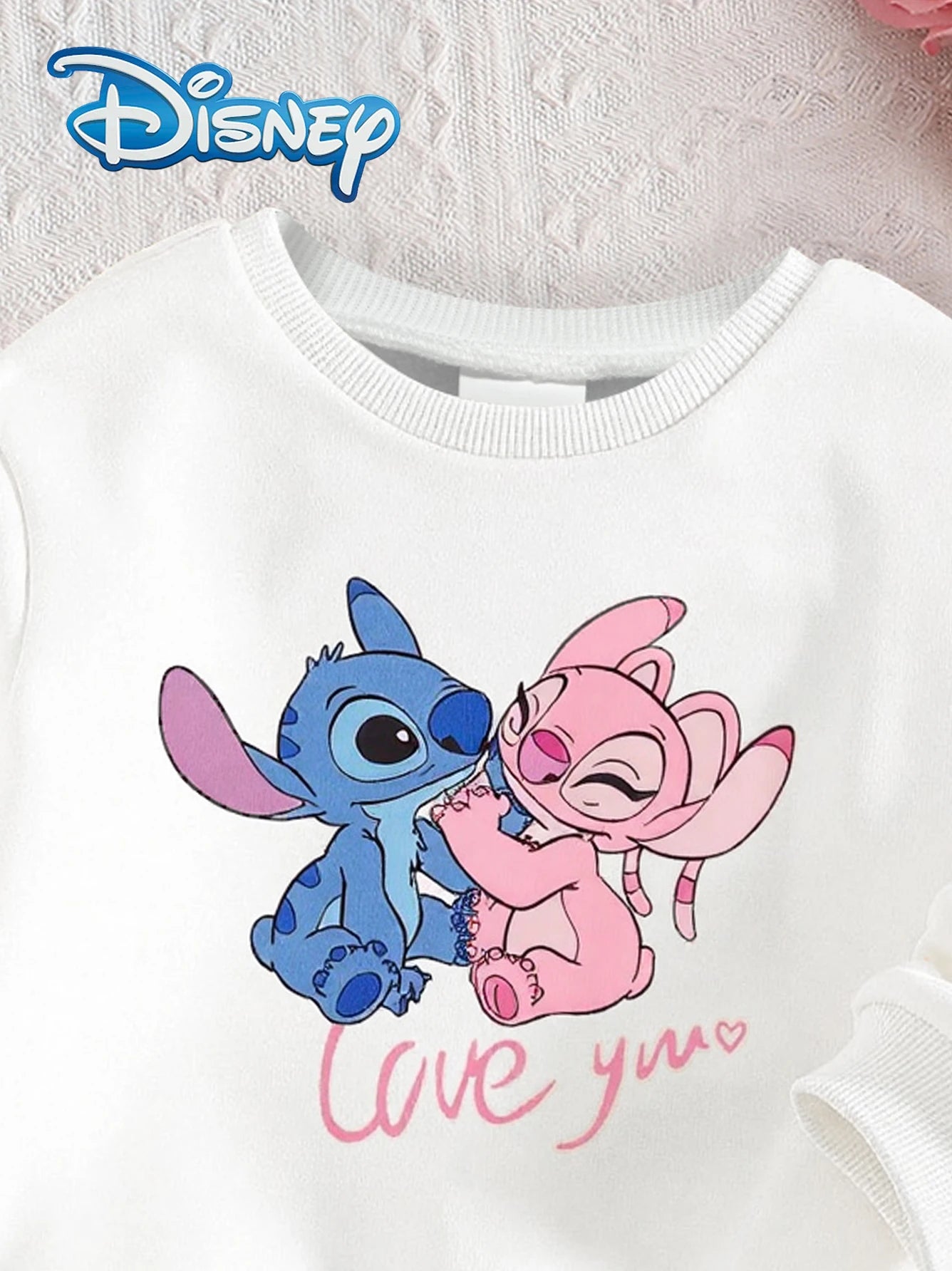 Ensemble Bébé Fille Stitch et Angel Disney - Sweat + Pantalon Cartoon Automne Hiver
