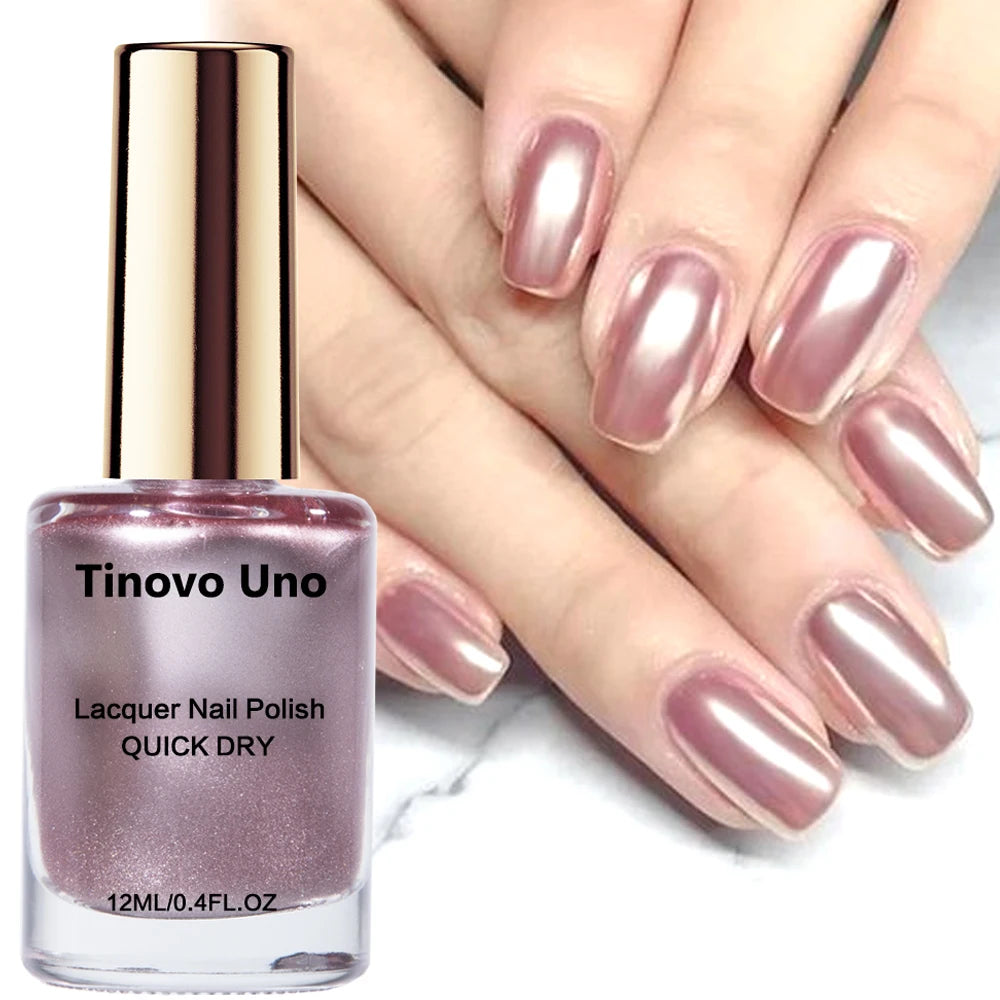 Vernis Ongles Tinovo Uno Rose Gold Métallique - Fortifiant Ongles Séchage Rapide Effet Miroir Laque Vernis Manucure Nail Art