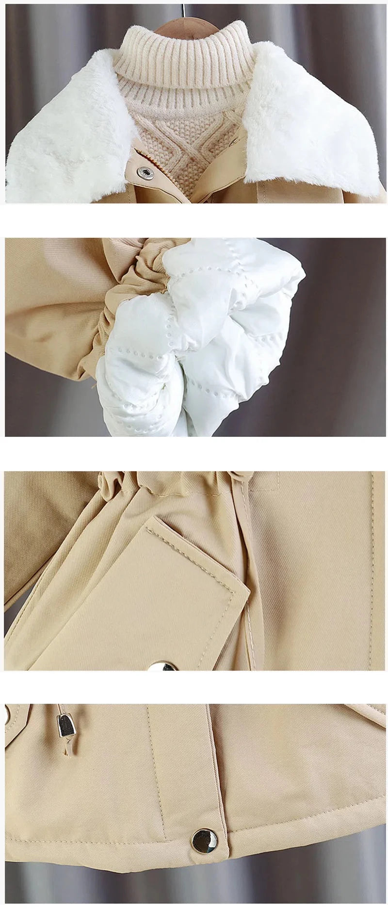 Veste Fille Hiver 1-6 Ans - Manteau Chaud Velours Col Tailleur - Coupe-Vent Élégant