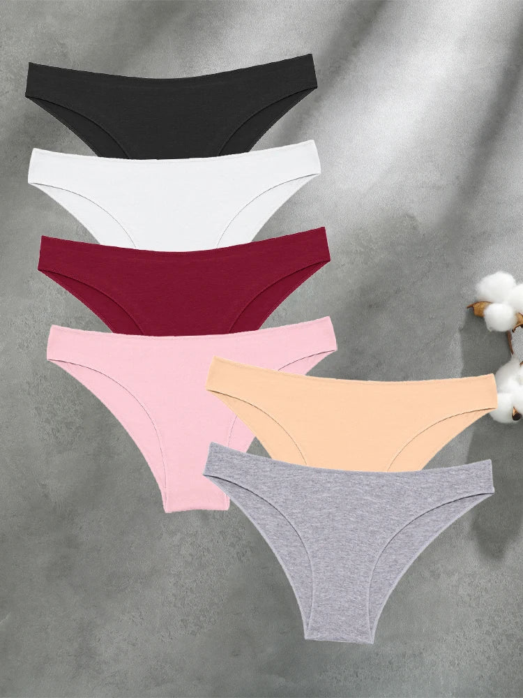 Culottes Femme FINETOO Lot 6 Pièces - Coton Sans Couture Respirantes Taille Basse