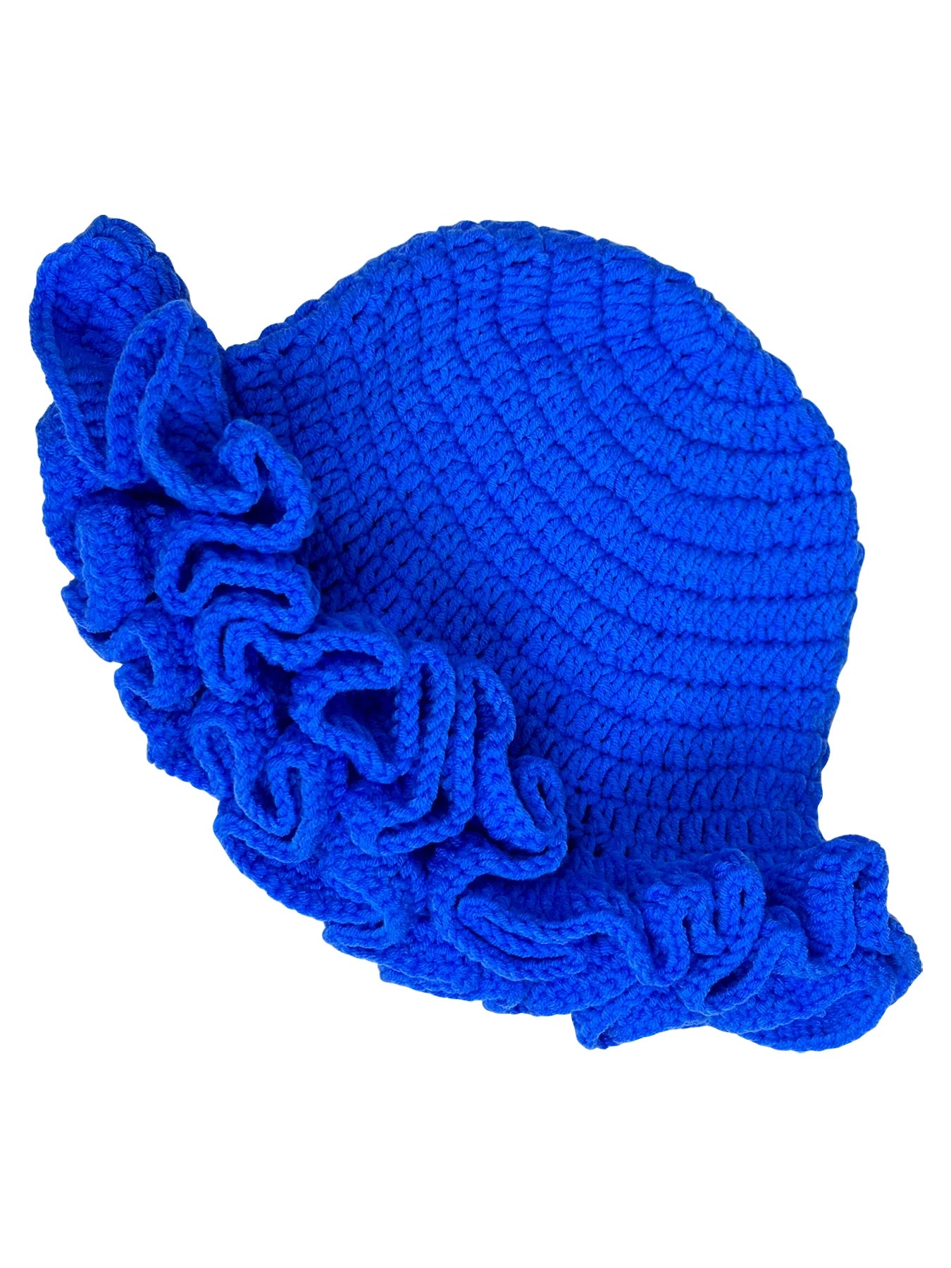 Chapeau Bob Tricoté Moelleux Femme - Bonnet Crochet Ajouré avec Volants Style Pêcheur pour Automne Hiver