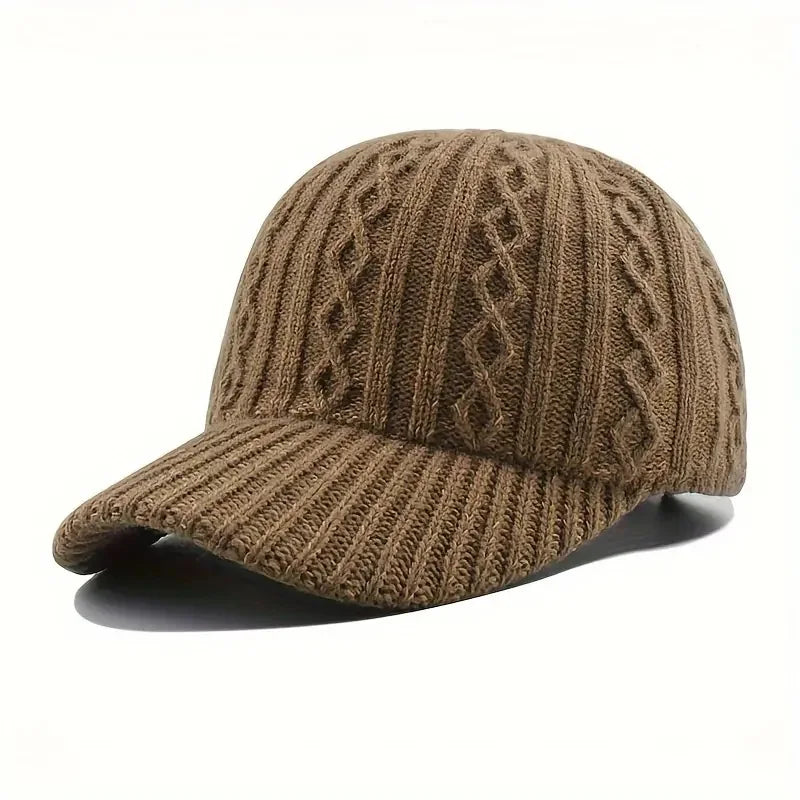 Casquette Baseball Tricotée Tendance Homme Femme - Chapeau Peaked Automne/Hiver Chaud Polyvalent