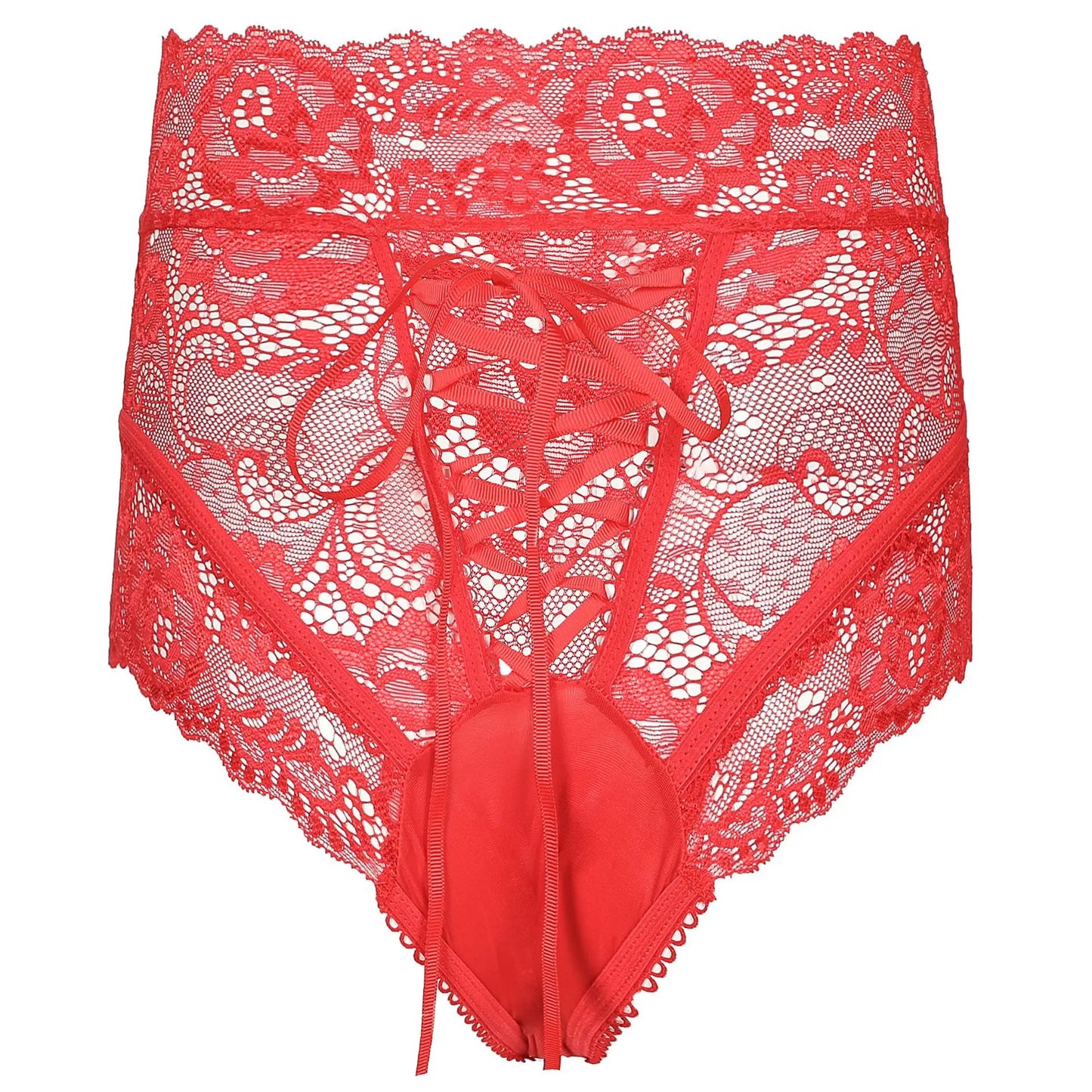 Culotte Femme Sexy Dentelle Brodée - String Taille Haute Croisé Transparent Élégant