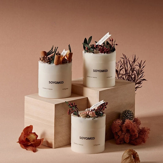 Bougies Parfumées Fleurs Séchées - Bougie Florale Cannelle | Parfum d'Ambiance Premium