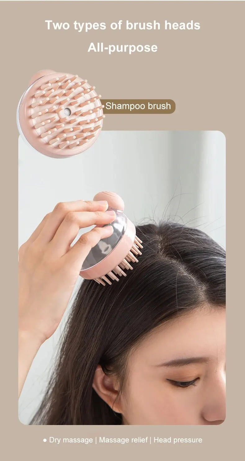 Brosse Shampoing Massage Cuir Chevelu - Distributeur Liquide Multifonction Bain Animaux Corps