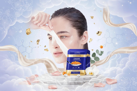 SADOER Masques Visage Caviar Acide Hyaluronique 5pcs - Hydratants Illuminateurs Raffermissants Soin Peau