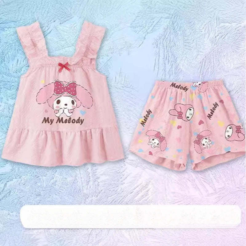 Ensemble Pyjama Enfant Kuromi Cinnamoroll - Set Cartoon Manches Courtes Été