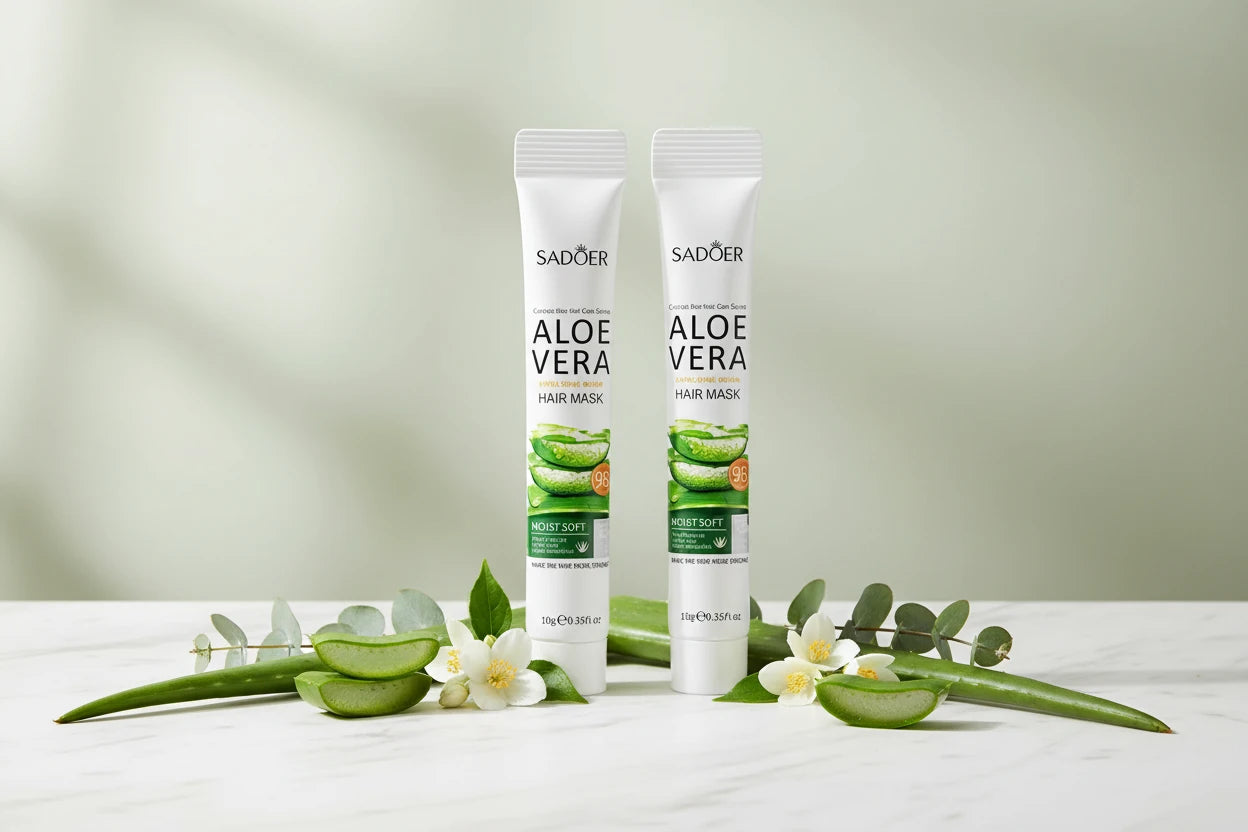 Masque Cheveux Aloe Vera Portable Réparation Douce - Hydratation Profonde Sécheresse Frisottis Soin Brillance Doux Lisse