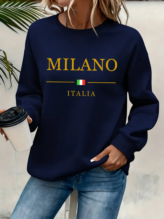 Sweatshirt Femme Milano Italien - Col Rond Chaud Streetwear