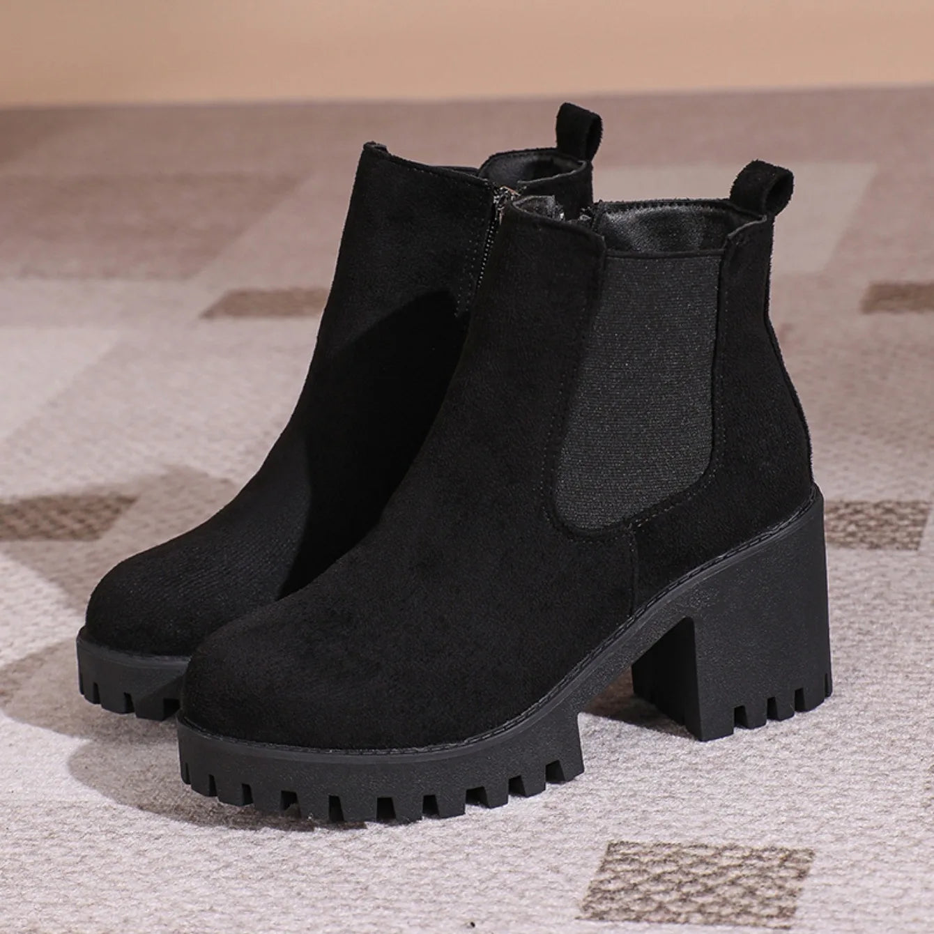 Bottines Plateforme Femme Élégantes - Bout Rond Zip Automne Hiver 2024