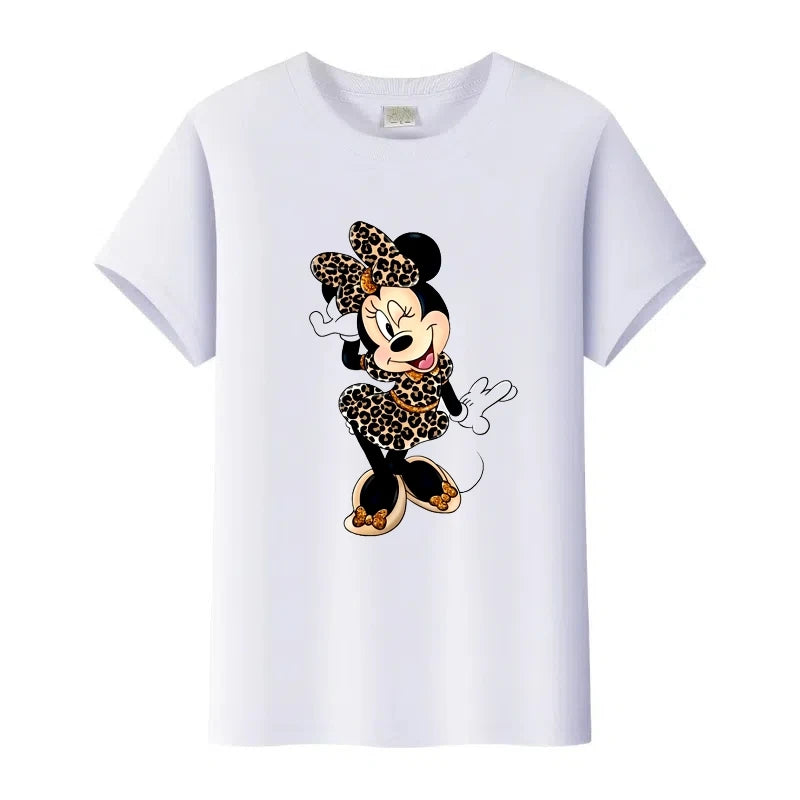 T-Shirt Disney Minnie Femme Enfant - Cartoon Kawaii Blanc Oversize - Mode Casual