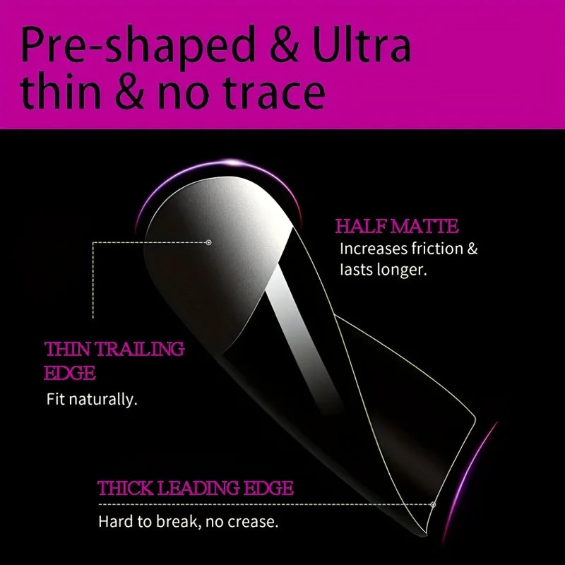 Lot 120 Capsules Ongles Carrées Medium Acrylique Semi-Mat Couverture Complète Gel Doux Pré-Formées DIY Manucure Salon Transparent