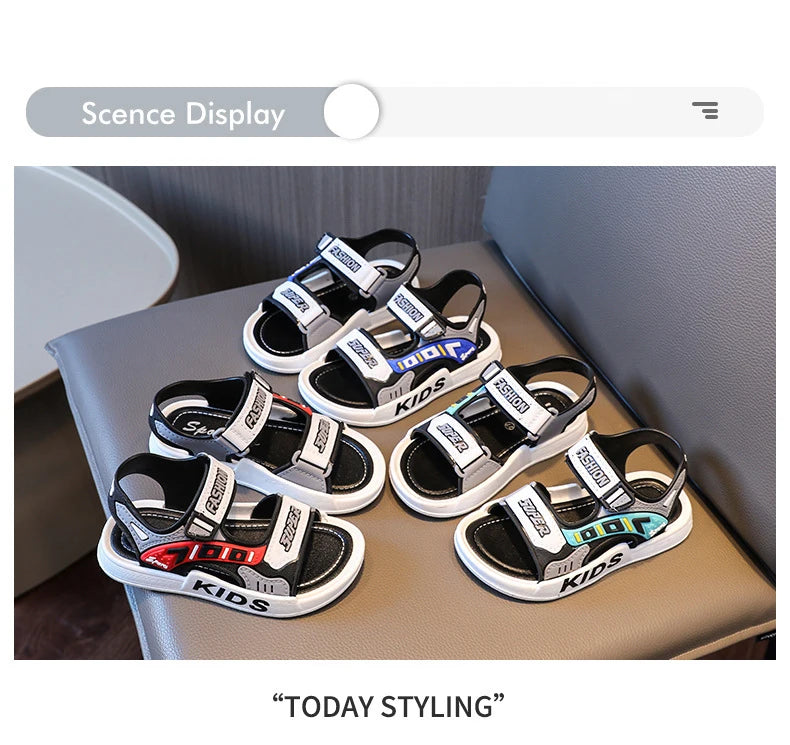 Sandales Enfant 2025 Cartoon Velcro - Chaussures Été Semelle Souple Antidérapante Garçon Coréen