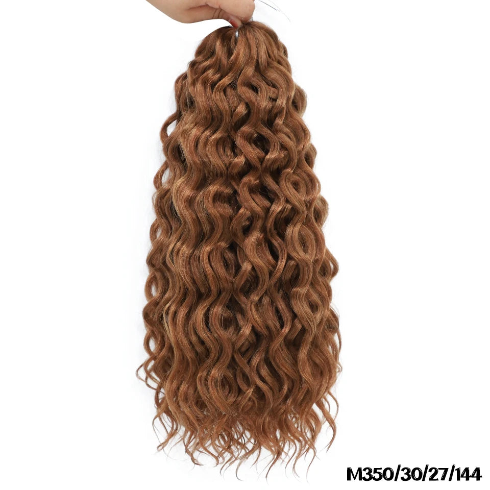 Extension Tresses Hawaii Curly Ocean Wave - Mèches Crochet Synthétiques Afro Bouclées Ombré Rose Water Wave