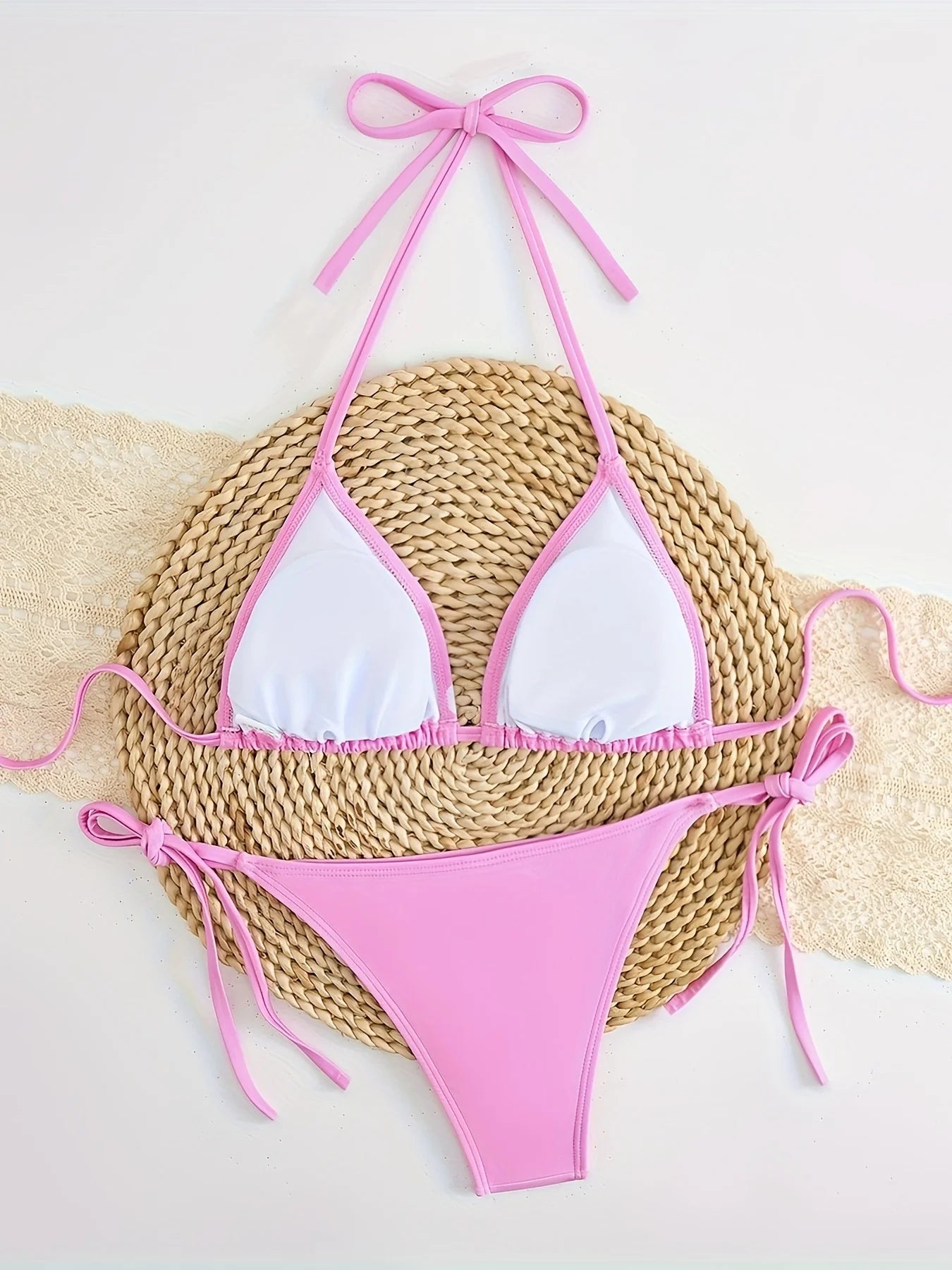 Bikini Lilo & Stitch 2026 - Ensemble 2 Pièces Halter Cœur Rose Plage Été