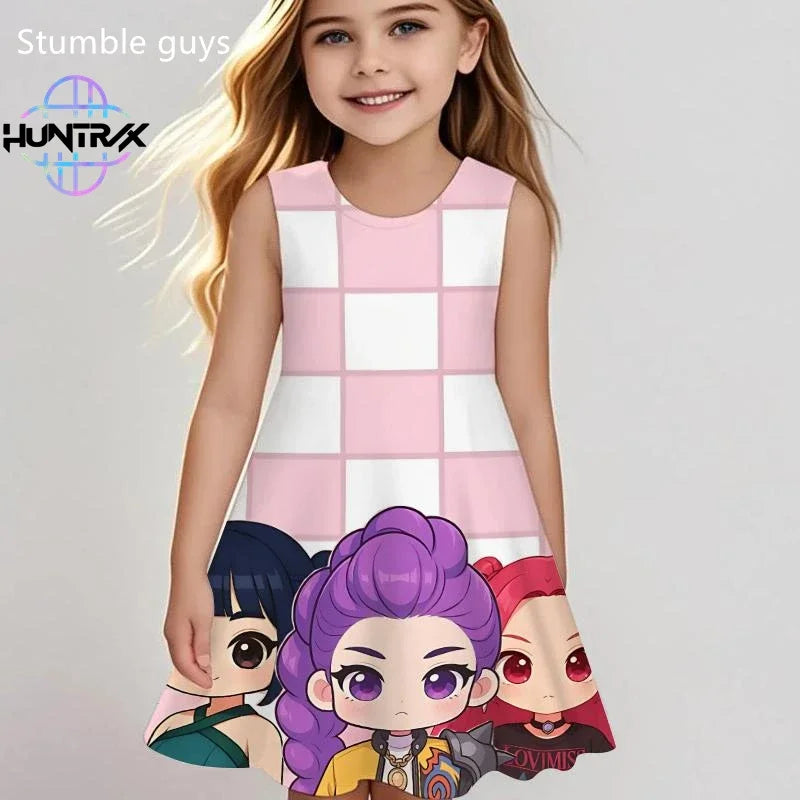 Robe Enfant Demon Slayer - Robe d'Été Fille Anime Kimetsu no Yaiba Casual Plage