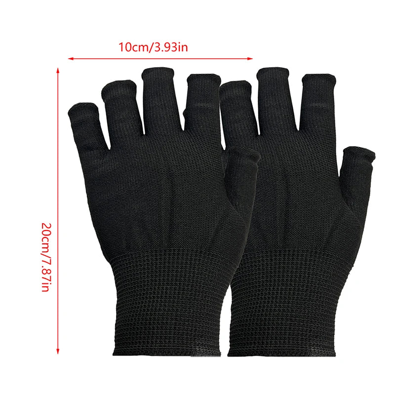 Paire Gants UV Nail Art Noirs Fins Anti-UV - Protection Gel Shield Sans Doigts Manucure Outils Lampe LED Séchoir Ongles
