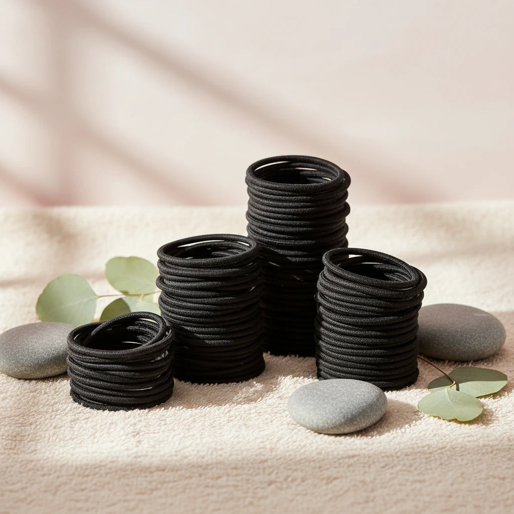 Lot Élastiques Cheveux Noirs Femme Fille - Attaches Queue Cheval Couleur Unie Simples Durables Accessoires