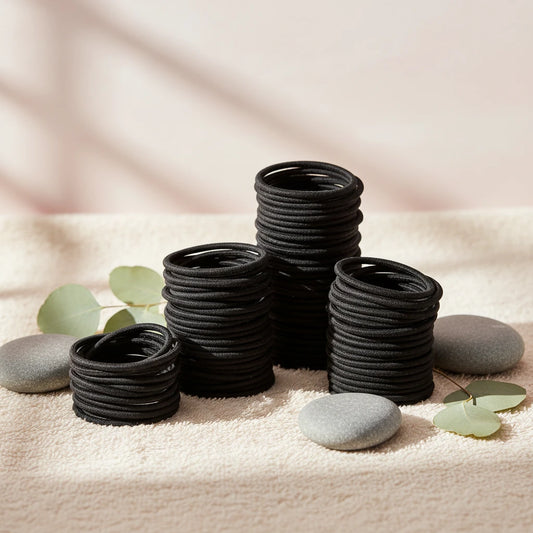 Lot Élastiques Cheveux Noirs Femme Fille - Attaches Queue Cheval Couleur Unie Simples Durables Accessoires