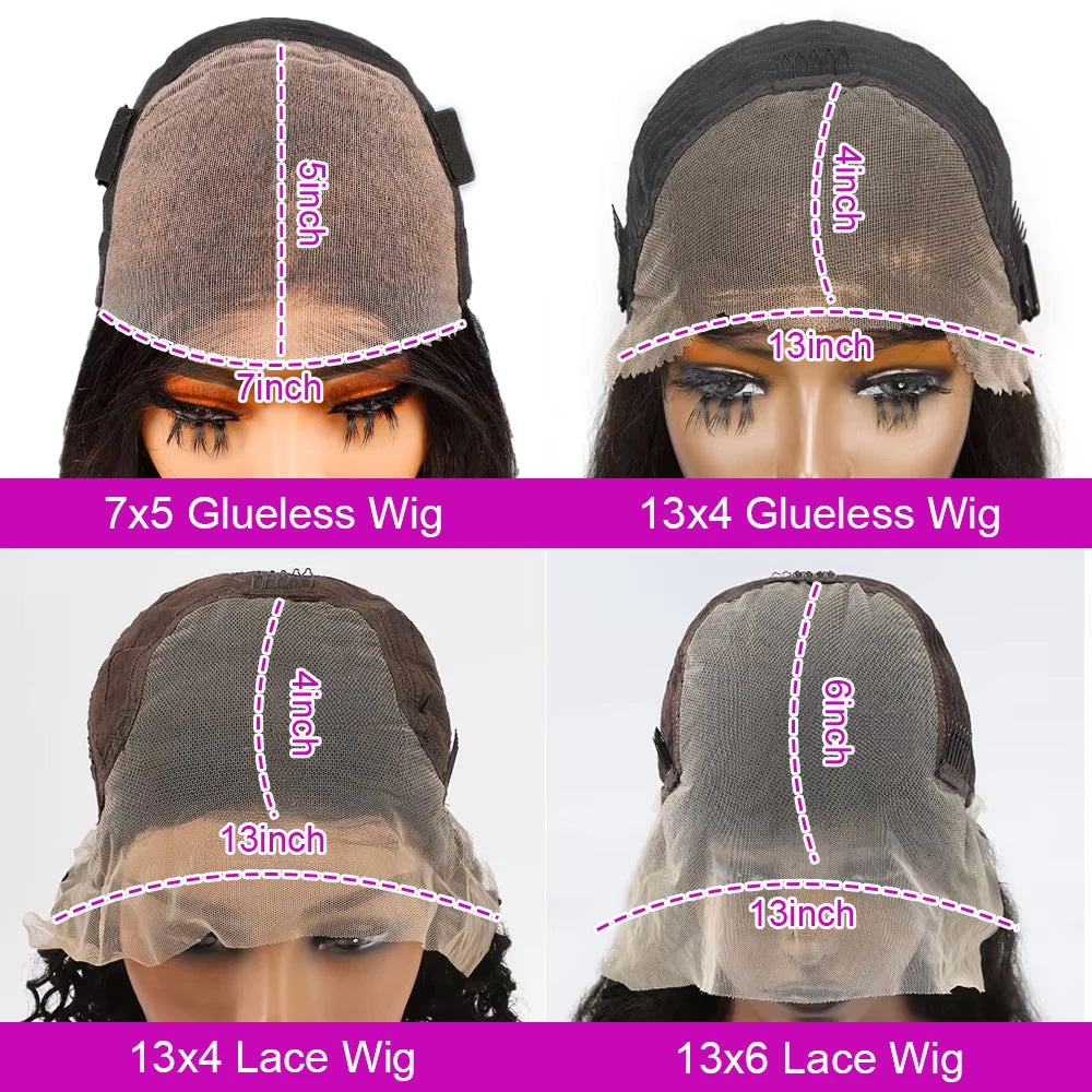 Perruque Bob Water Wave Glueless 13x6 7x5 Pré-Découpée - Cheveux Naturels Lace Frontal Sans Colle Pré-Plumée