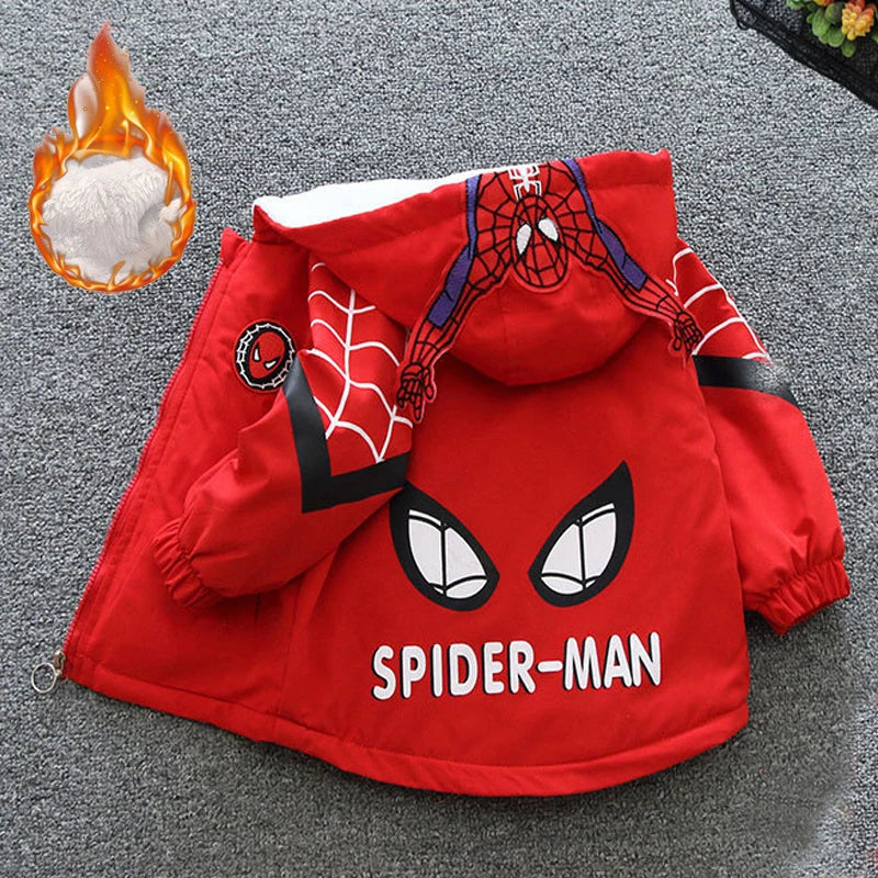 Parka Spiderman Garçon Ado - Manteau Hiver Réversible Chaud Long