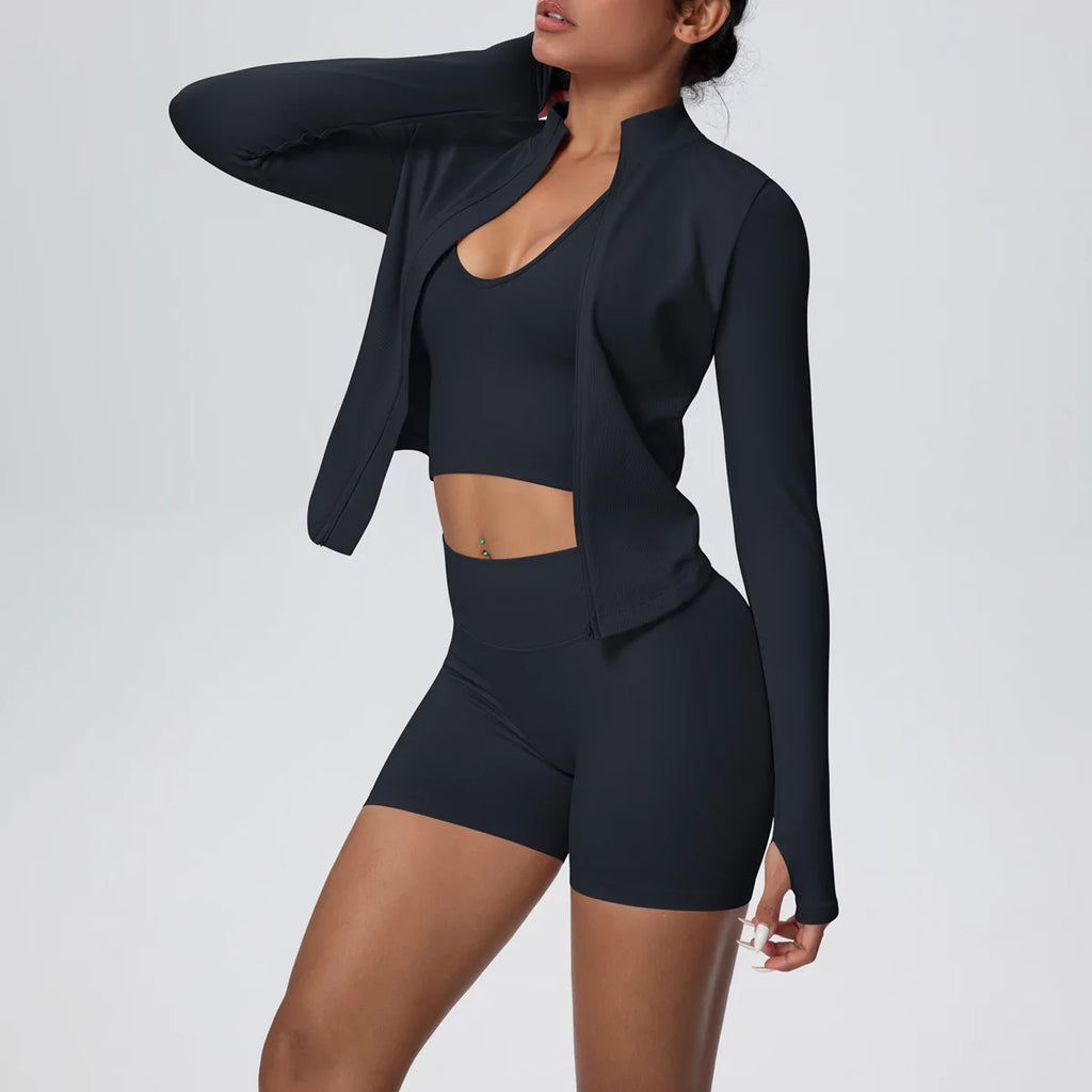 Ensemble Sport Femme 3 Pièces Sans Coutures – Yoga & Fitness