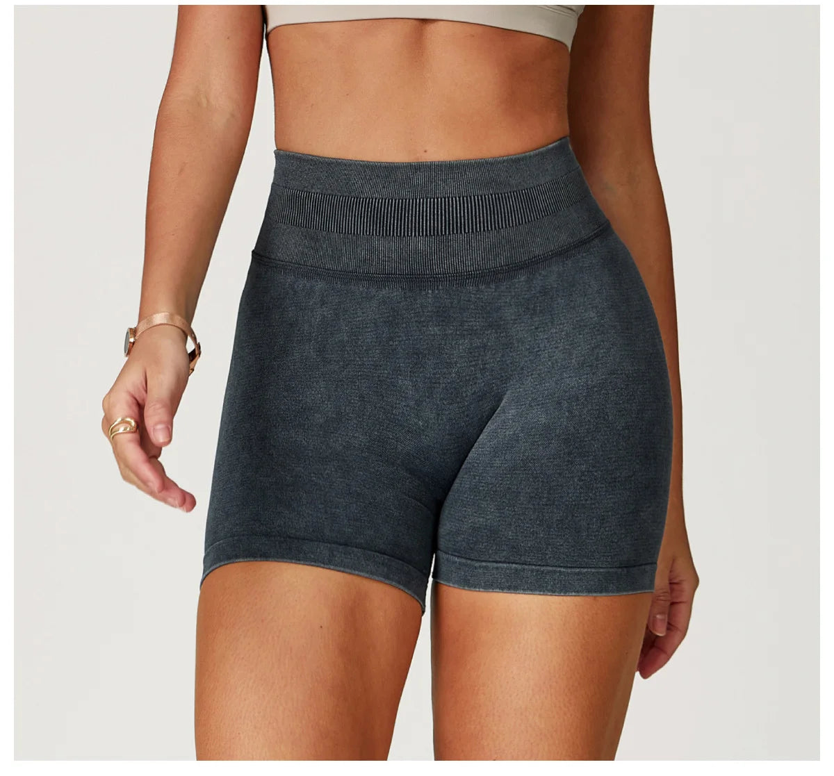 Short de Yoga Taille Haute Femme – Nylon Elasthanne, Sans Coutures, Gainant