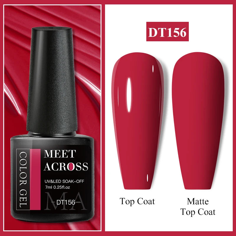 Vernis Gel Base Caoutchouc MEET ACROSS 7ml - Thermochrome Paillettes Gradient UV Manucure Longue Tenue