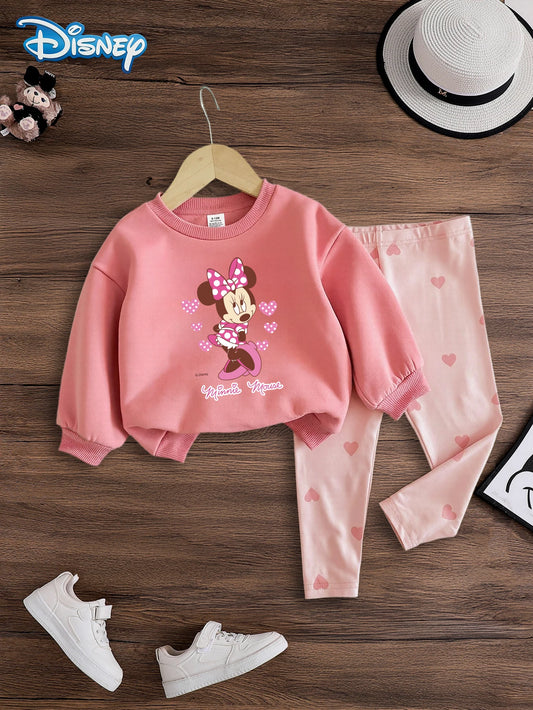 Ensemble Bébé Fille Mickey Mouse Disney - Sweat Cœurs + Pantalon Minnie Automne Hiver 18-24 Mois