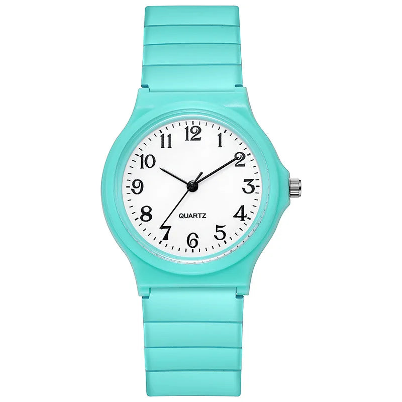 Montre Enfant Garçon Sport Bracelet Caoutchouc - Montre Quartz Silencieuse Vert Menthe École Cadeau