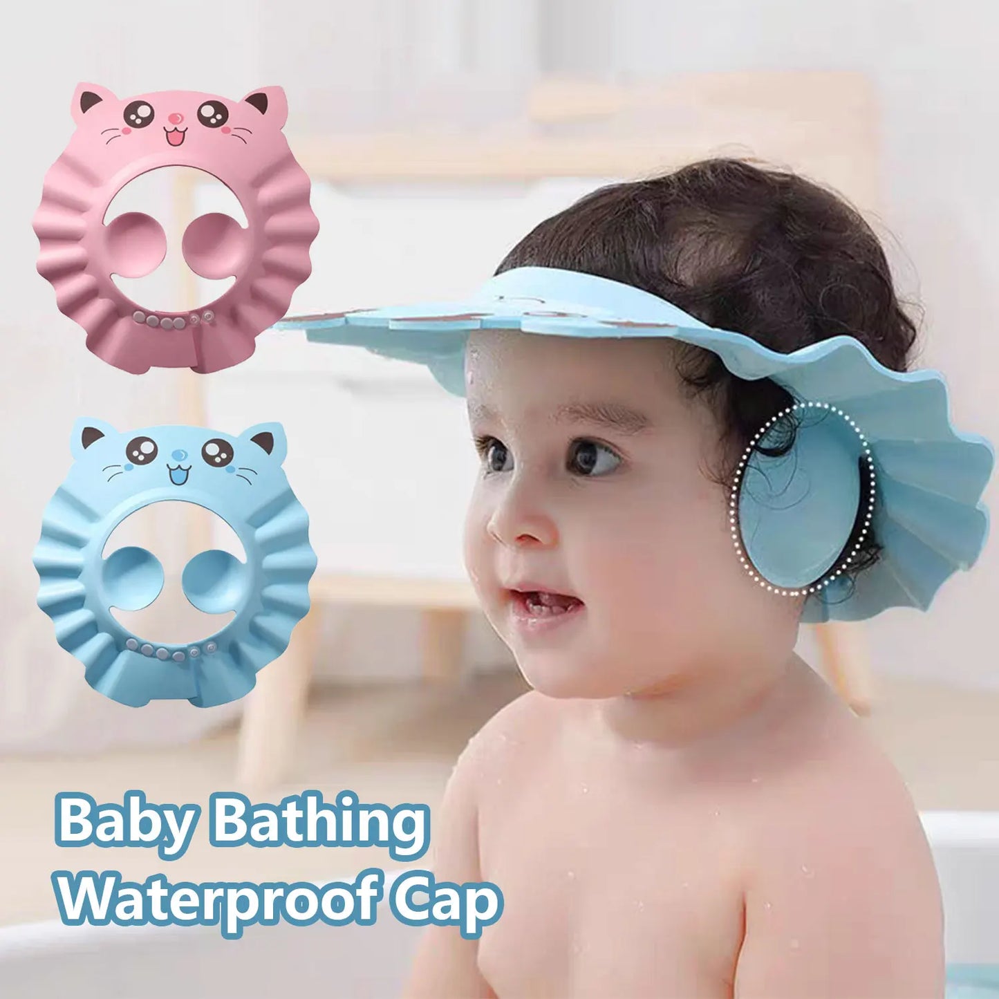 Bonnet de Douche Bébé 0-6 Ans - Protection Oreilles Ajustable Sans BPA