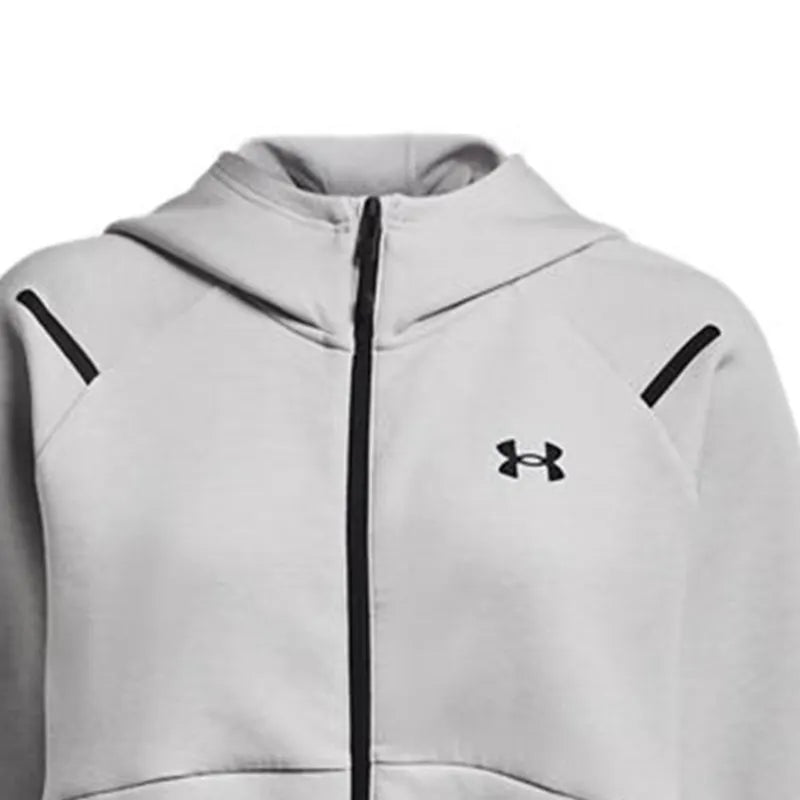 Veste à Capuche Femme Under Armour – Maille Double Couche, Zip Intégral, Gris