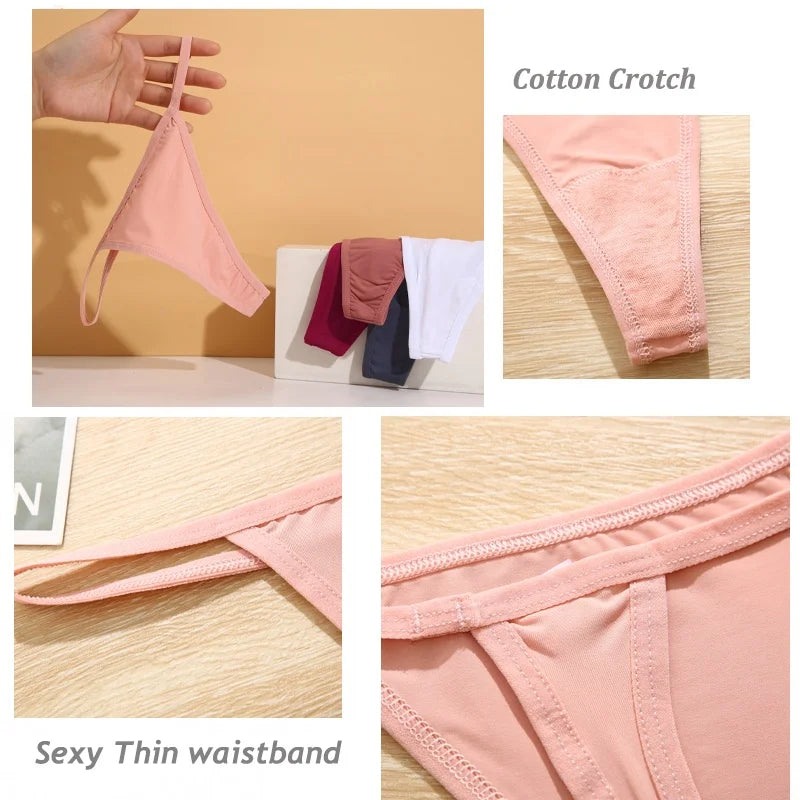 Lot 6 Culottes Coton Femme - Strings Taille Basse Sans Couture | Lingerie Sexy Respirante